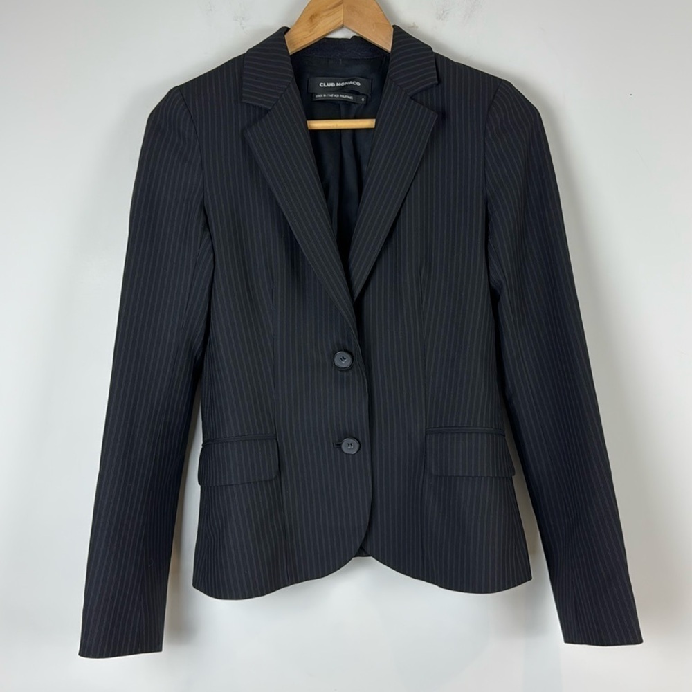 Club Monaco pinstripe black wool size 0